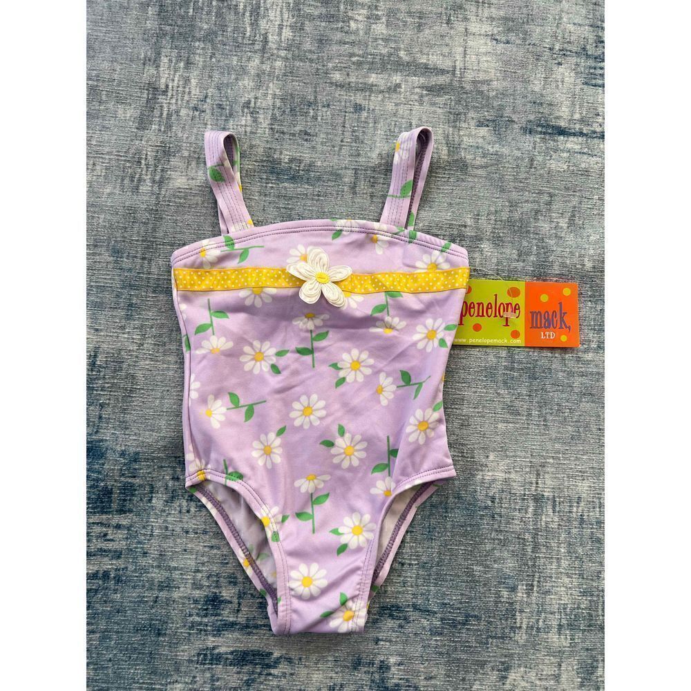 NWT! Penelope Mack Lavender White Daisy Swimsuit 18 Months